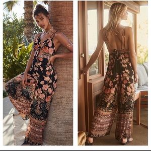 Free People floral cut out wide leg jumpsuit